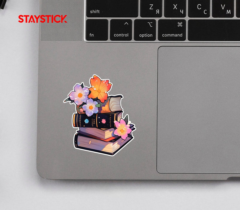 FLOWER & BOOK STICKER Premium Vinyl Sticker