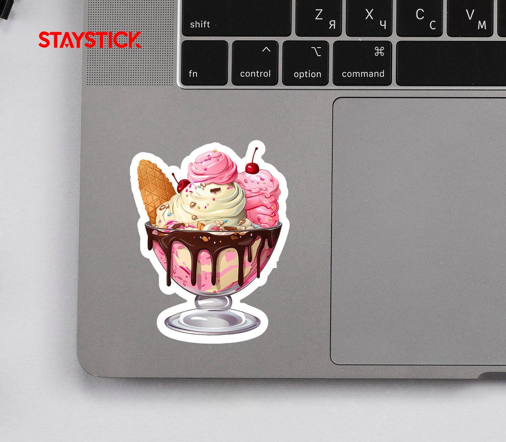 Cartoon Ice Cream Sundae Sticker Premium Vinyl Sticker