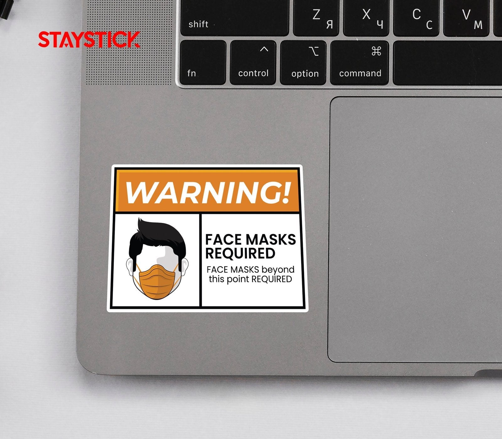WARNING FACE MASK STICKER Premium Vinyl Sticker