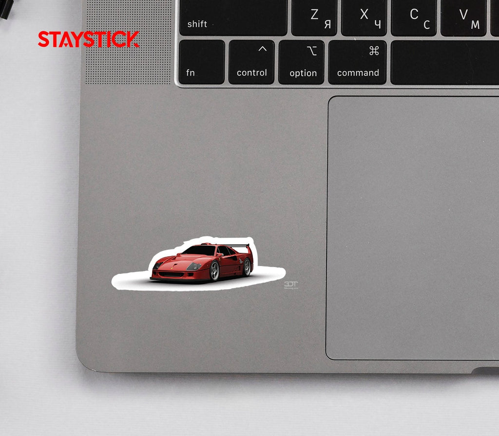 Red Ferrari F40 Sports Car Sticker Premium Vinyl Sticker