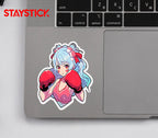 BOXING GIRL STICKER Premium Vinyl Sticker