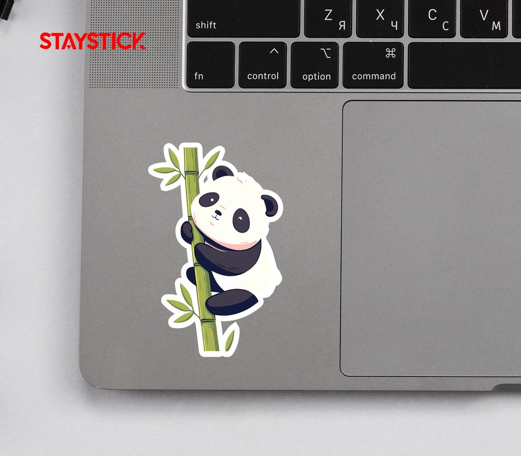 Cute Panda Climbing Bamboo Sticker Premium Vinyl Sticker