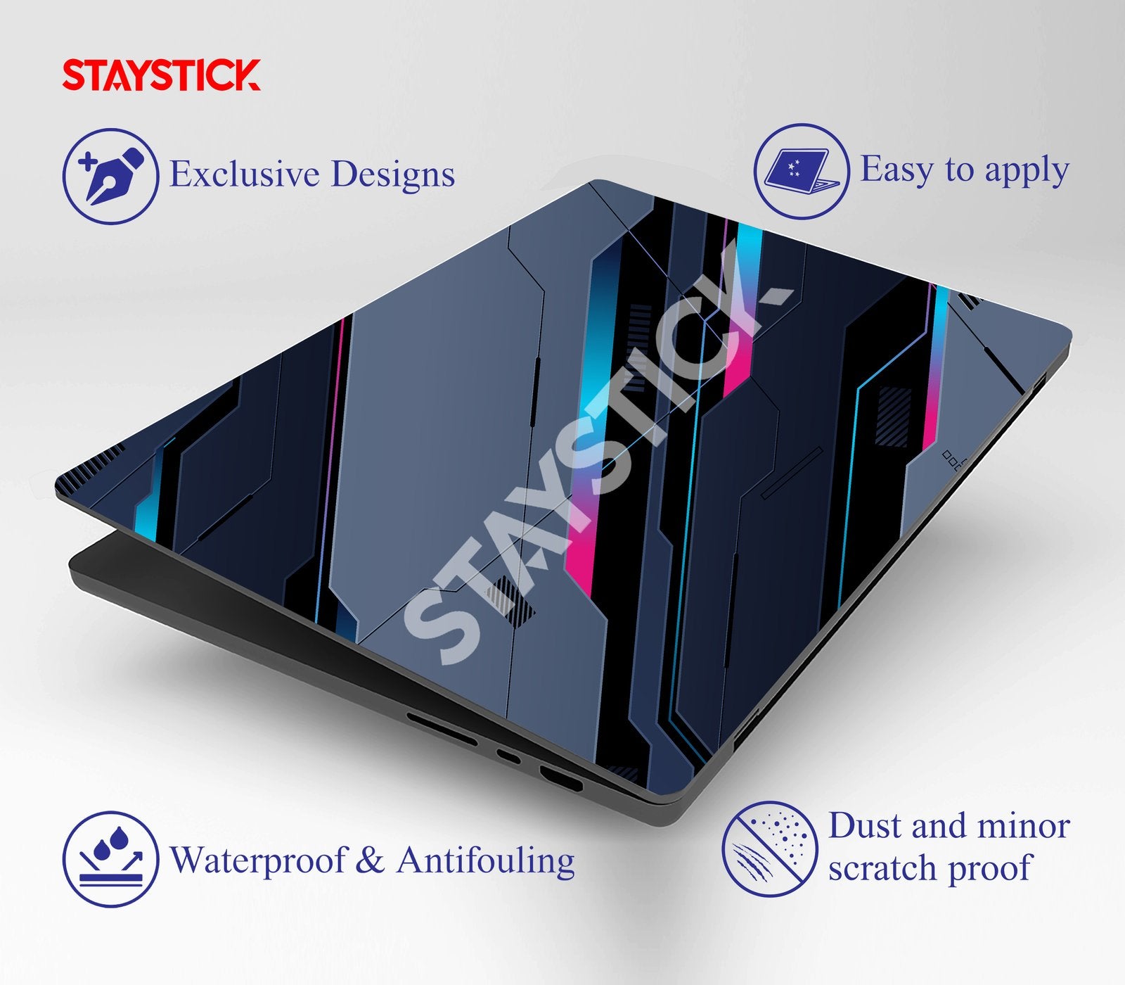 BLACK AND GREY GRAPHICAL LAPTOP STICKER