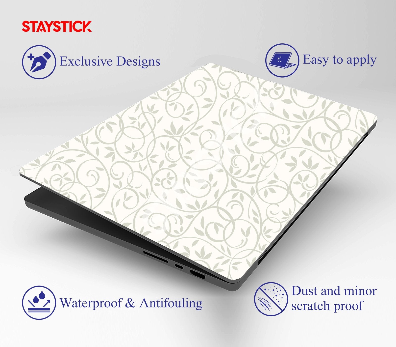 WHITE GRAPHICAL  LAPTOP STICKER