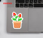 FLOWER POT STICKER Premium Vinyl Sticker