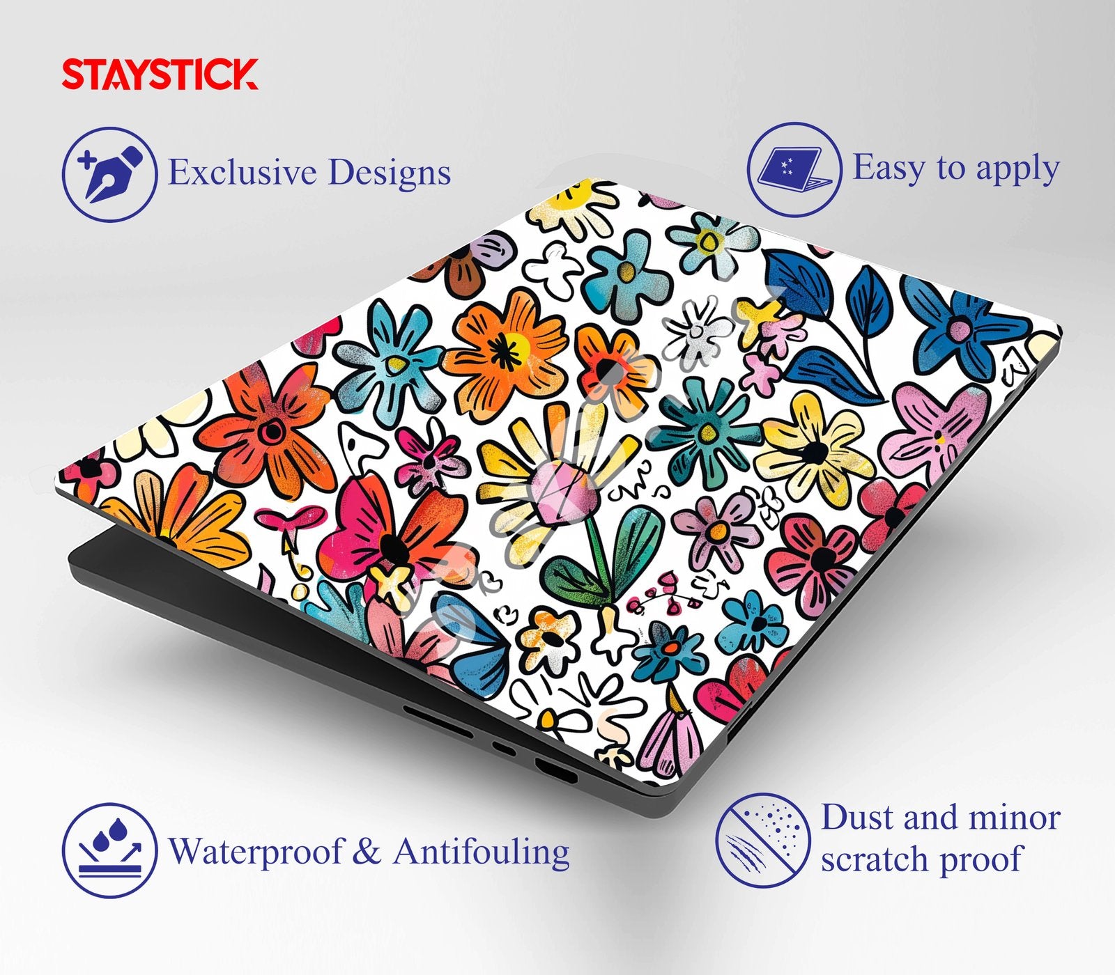 FLOWER DESIGNED SKIN LAPTOP STICKER