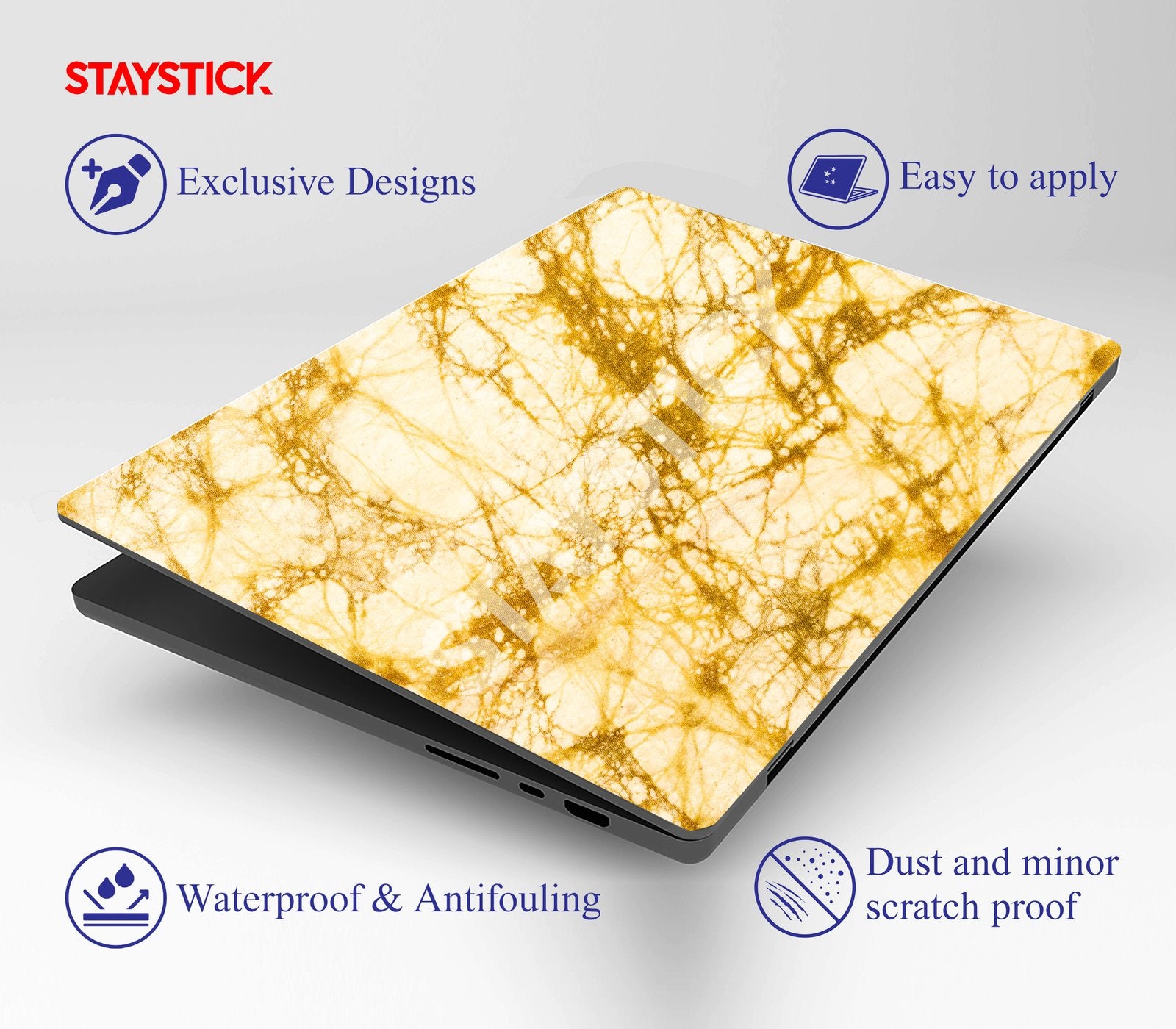 WHITE AND GOLDEN COLOR LAPTOP STICKER