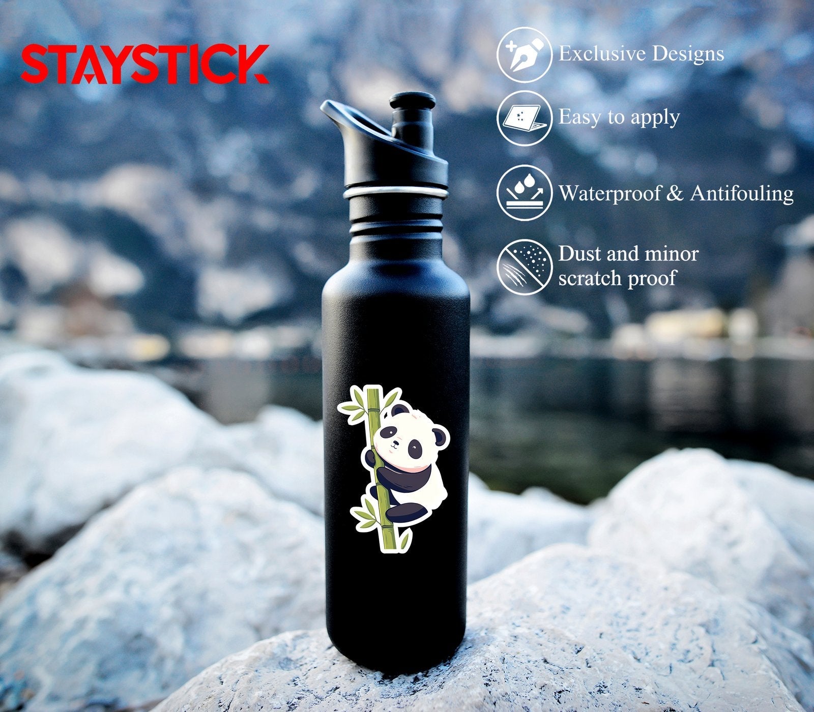 Cute Panda Climbing Bamboo Sticker Premium Vinyl Sticker
