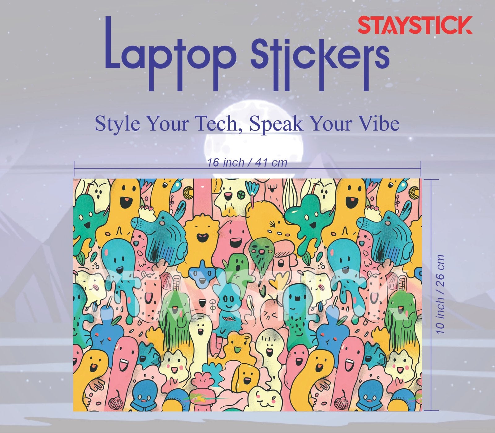 FUNNY MONSTER SKIN LAPTOP STICKER