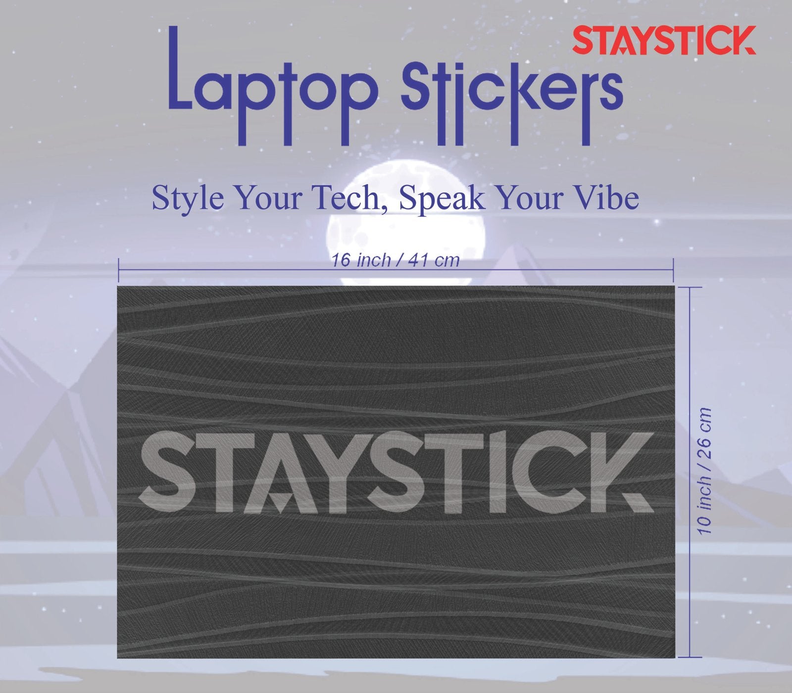 BLACK COLOR GRAPHICAL LAPTOP STICKER