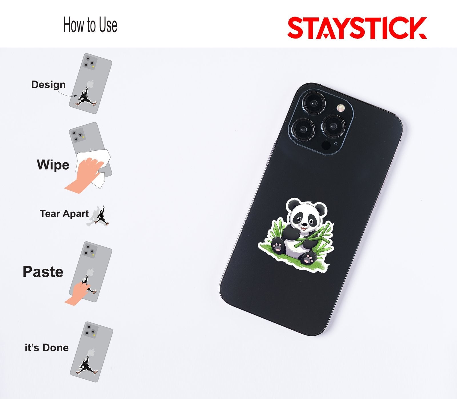 Cute Panda with Bamboo Sticker Premium Vinyl Sticker