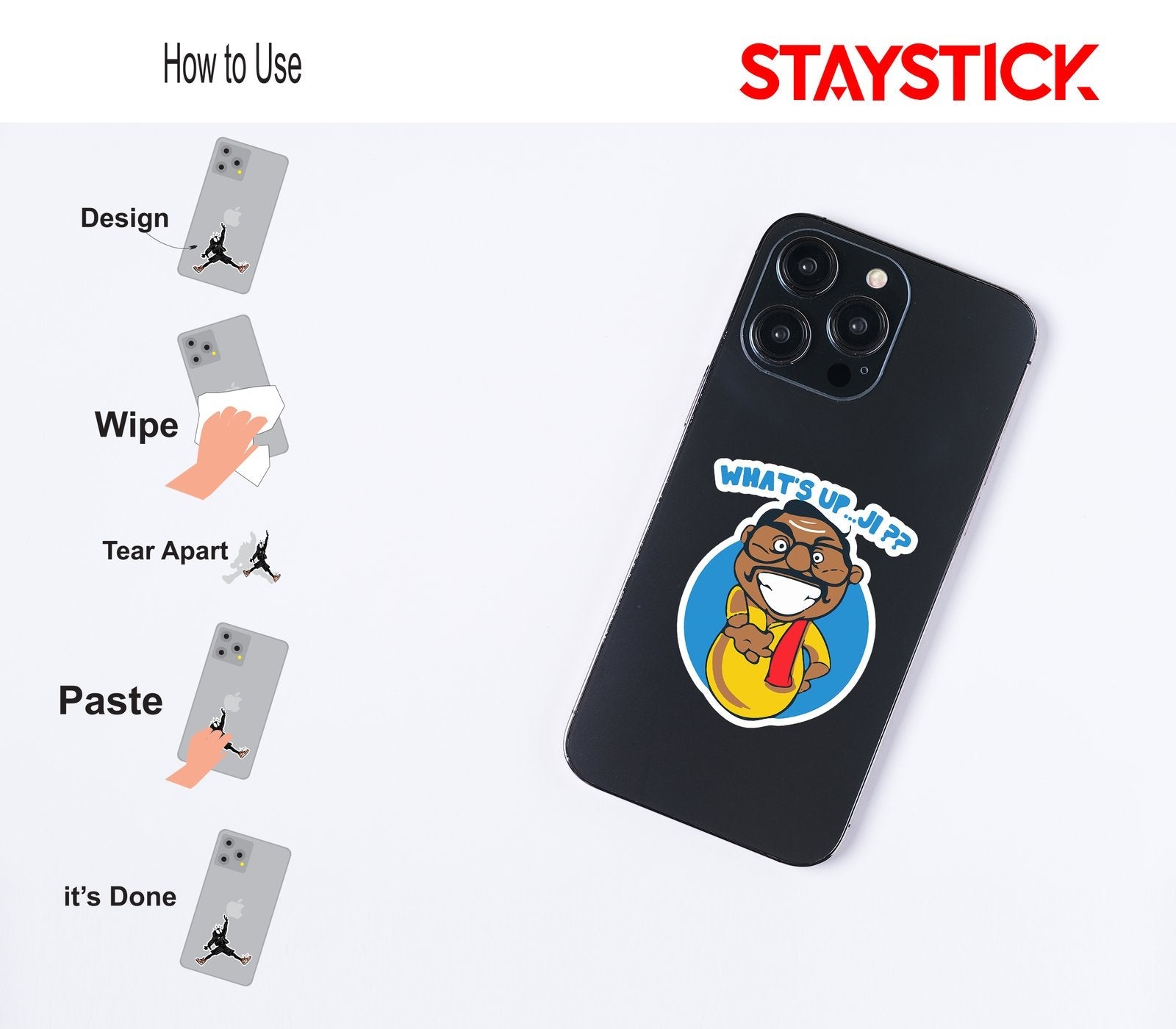 WHAT'S UP CARTOON STICKER Premium Vinyl Sticker