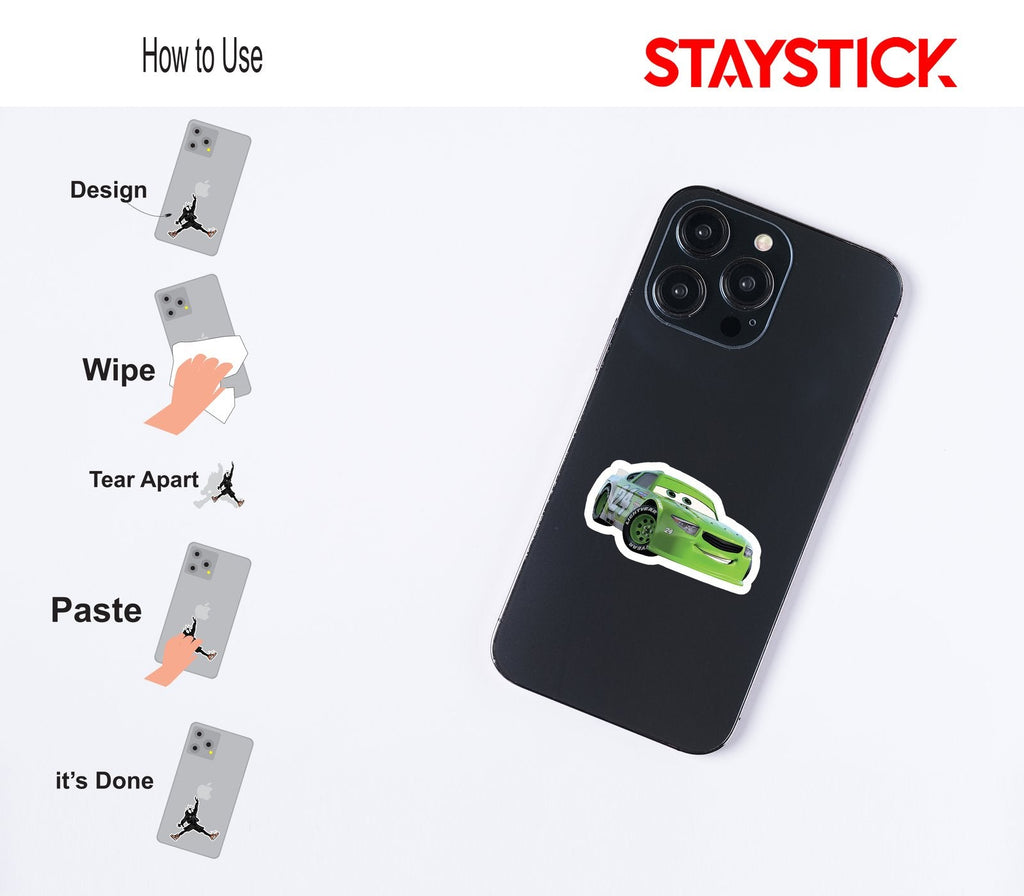 Cars 24 Green Racing Car Sticker Premium Vinyl Sticker