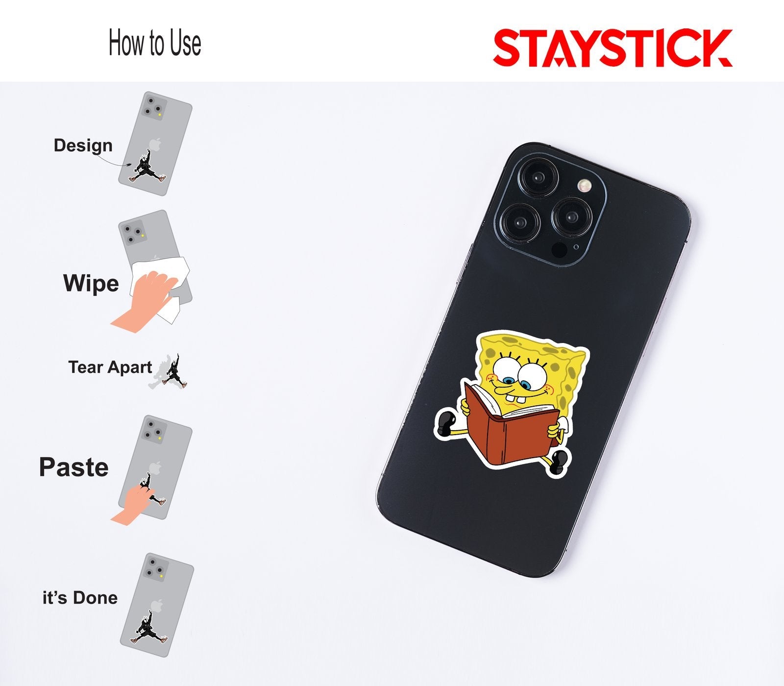 SpongeBob Reading Book Sticker Premium Vinyl Sticker