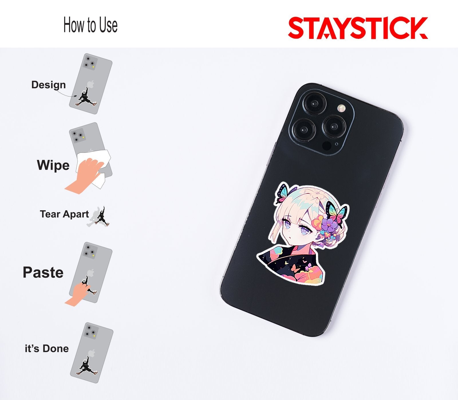 BUTTERFLY HAIR STICKER Premium Vinyl Sticker