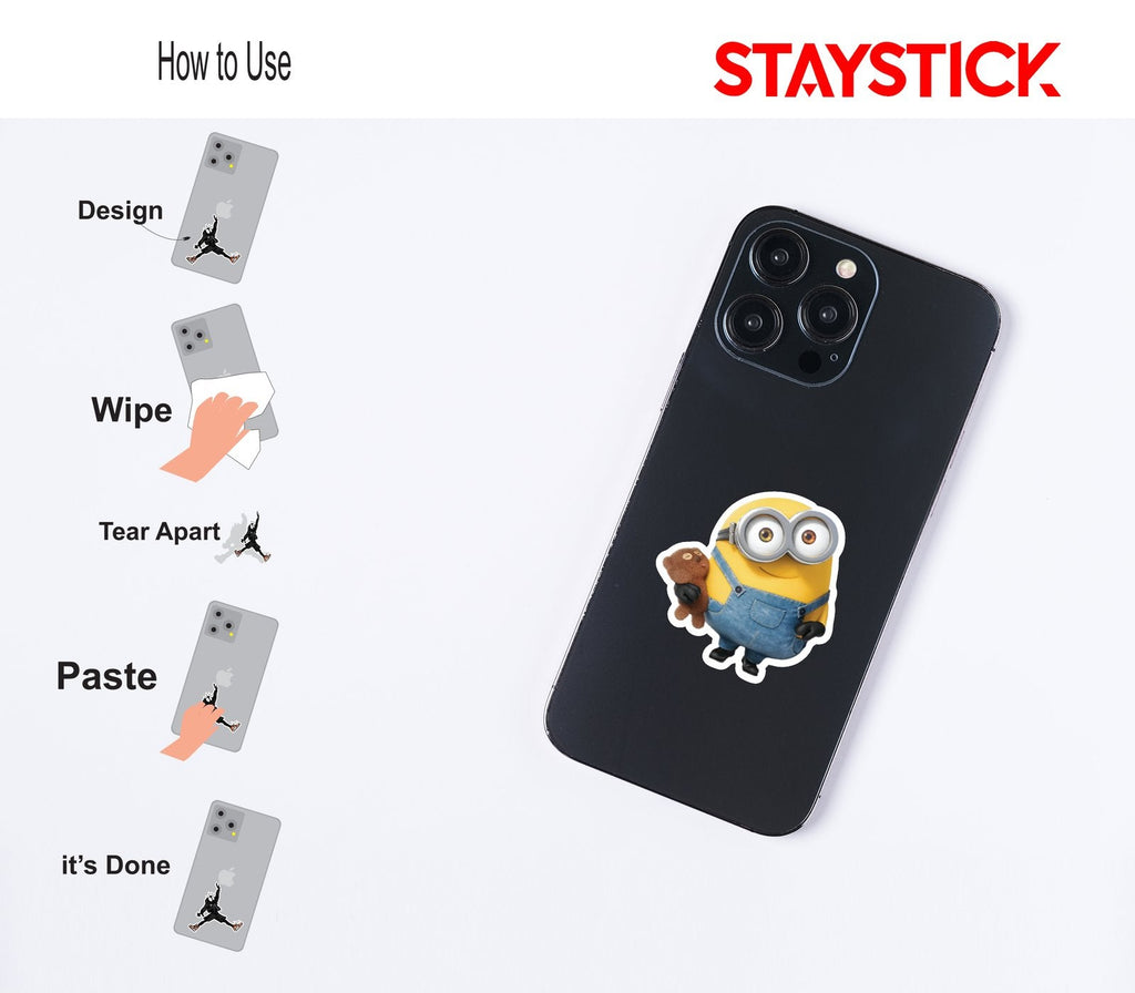 Minion with Teddy Bear Sticker Premium Vinyl Sticker