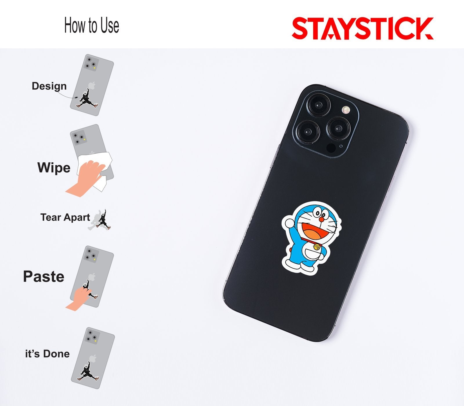 Doraemon Waving Sticker Premium Vinyl Sticker