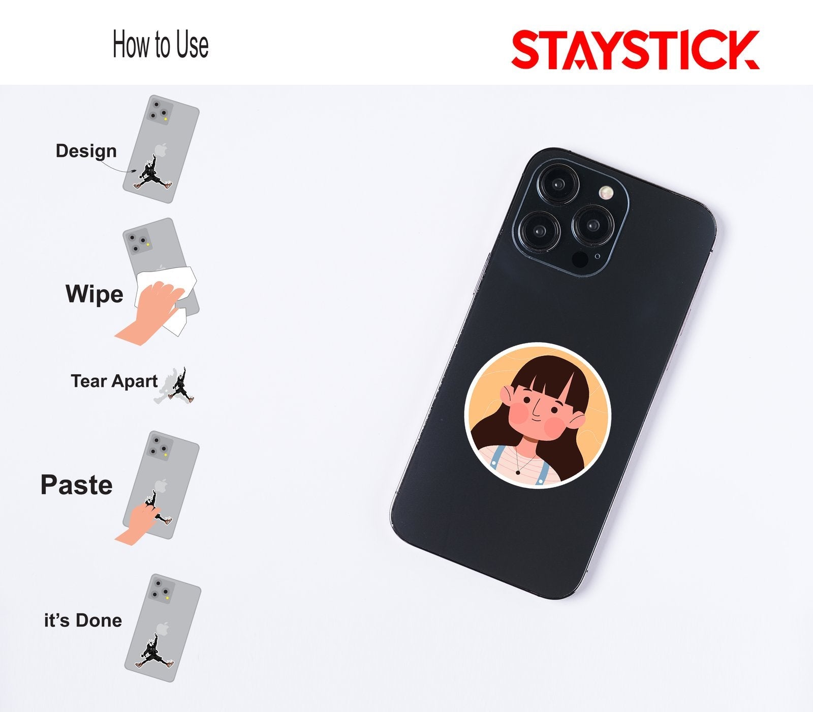 CUTE CARTOON GIRL STICKER Premium Vinyl Sticker