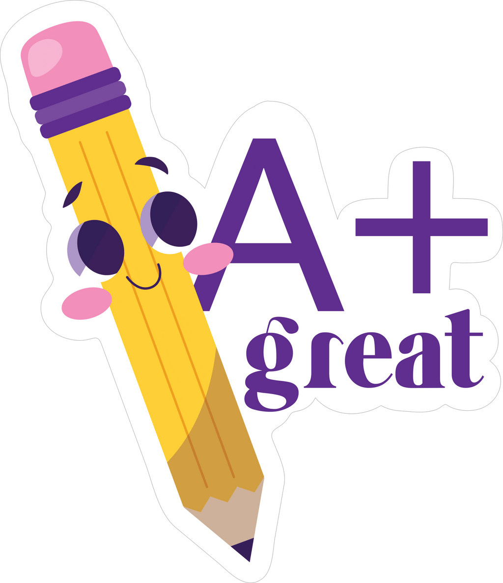 A+ Great Job Pencil Sticker Premium Vinyl Sticker