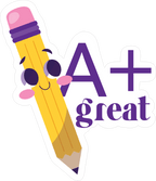 A+ Great Job Pencil Sticker Premium Vinyl Sticker