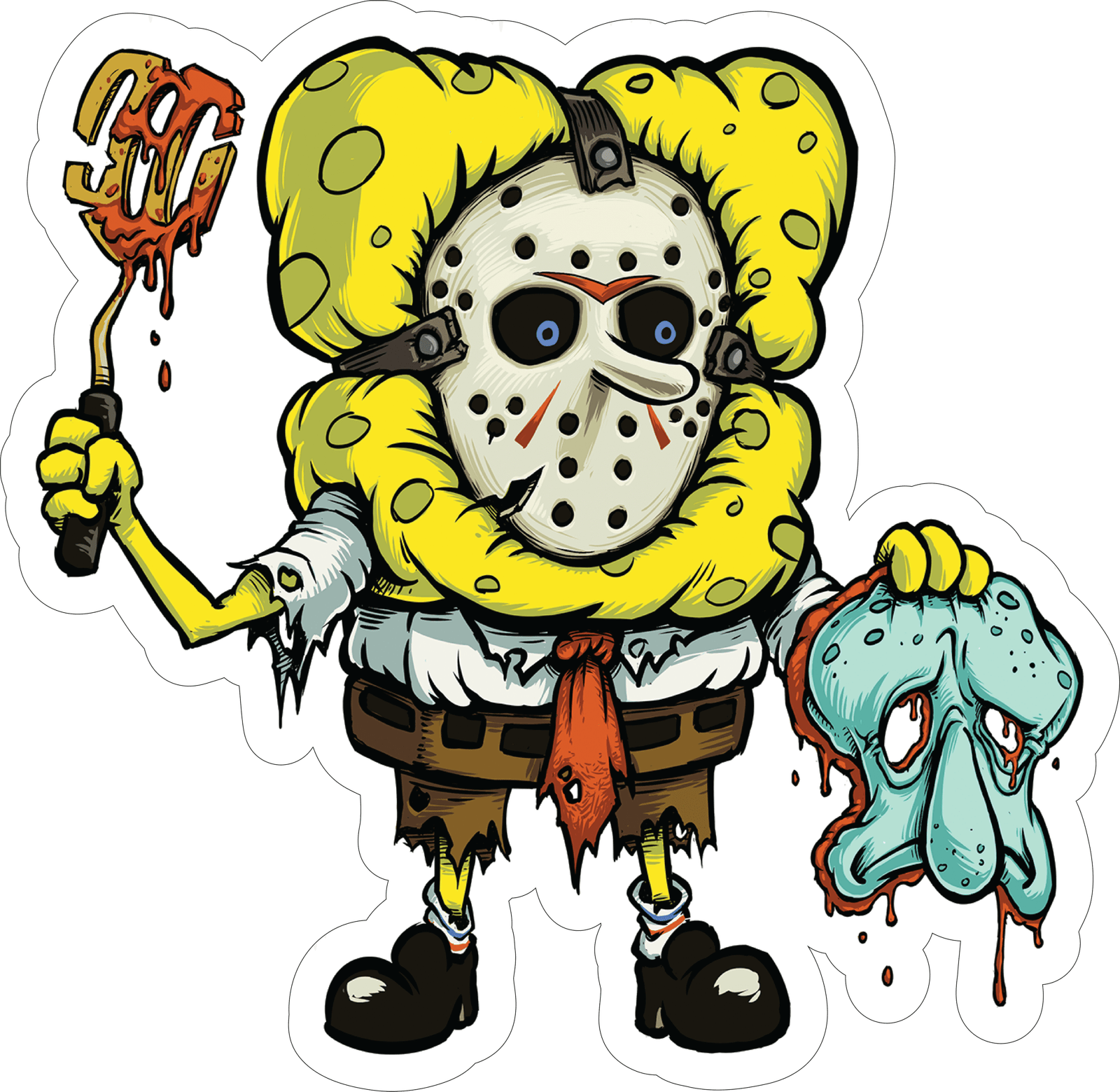 Horror Spongebob Jason Sticker Premium Vinyl Sticker