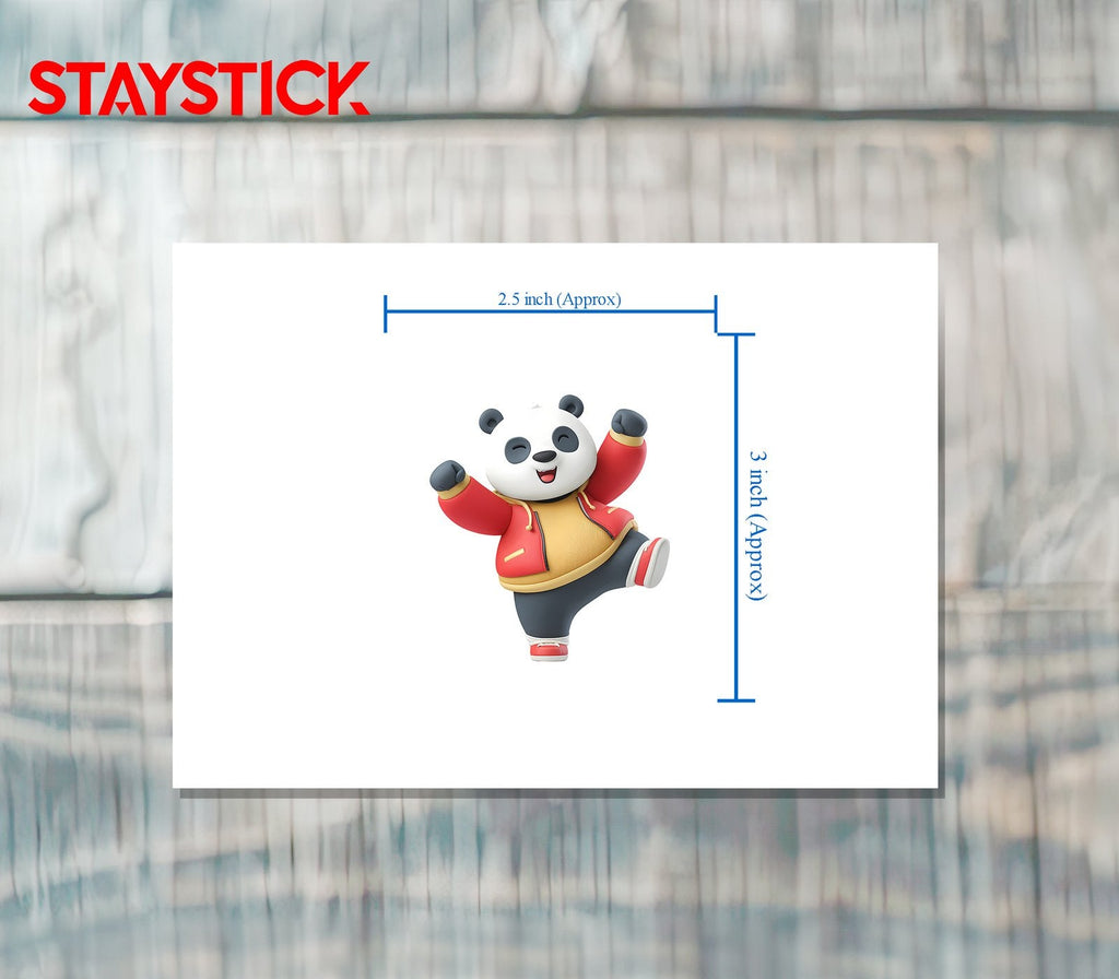 Happy Panda Bear with Red Jacket Sticker Premium Vinyl Sticker