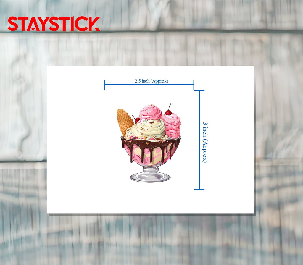 Cartoon Ice Cream Sundae Sticker Premium Vinyl Sticker