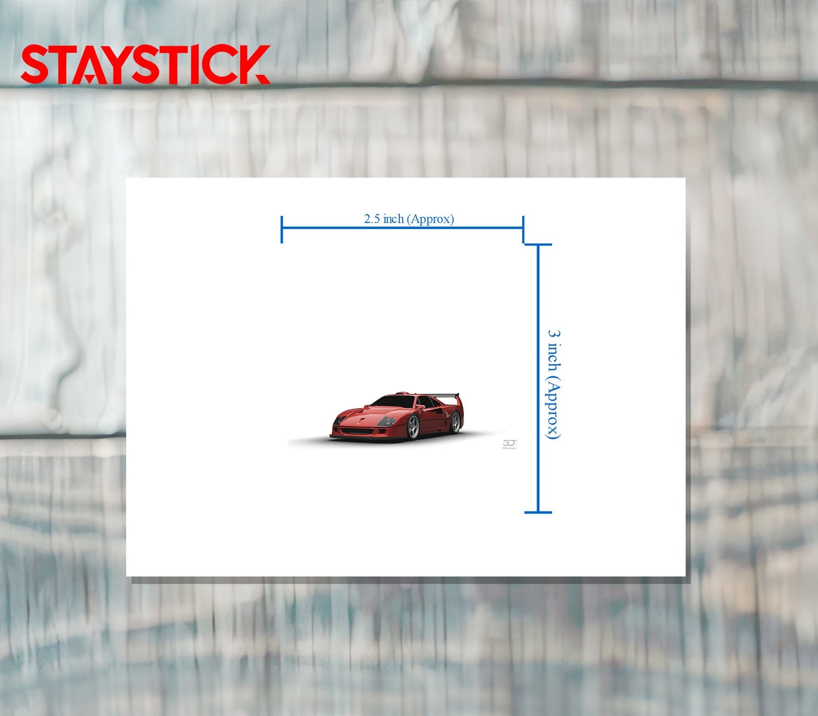 Red Ferrari F40 Sports Car Sticker Premium Vinyl Sticker