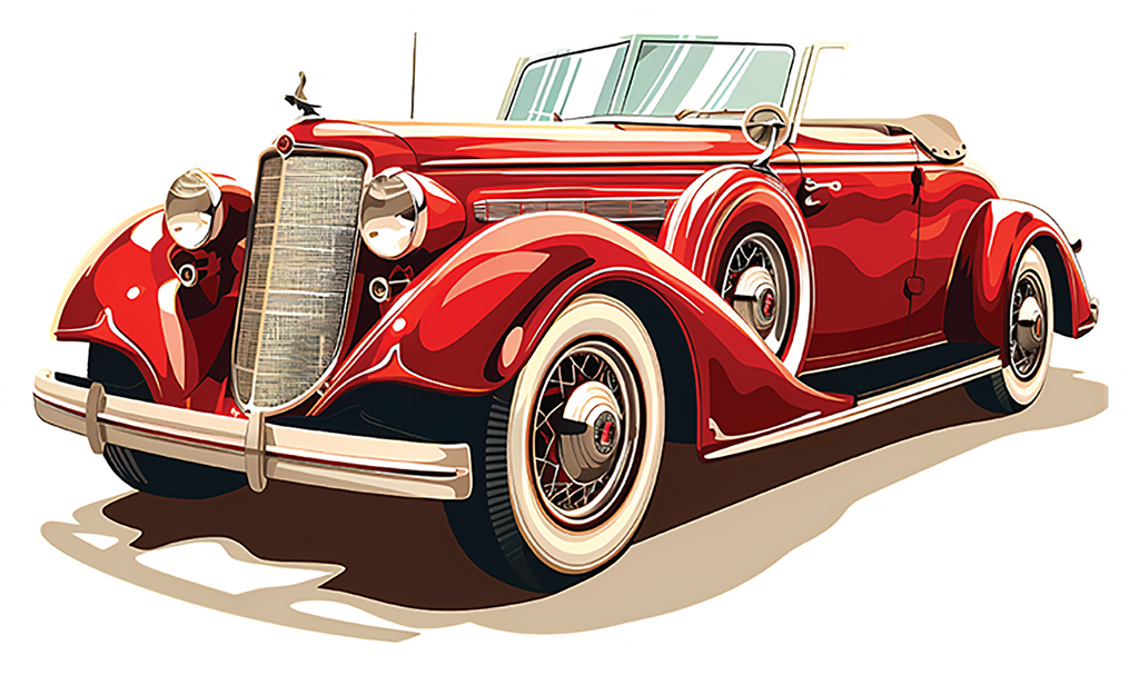 Red Vintage Classic Car Sticker Premium Vinyl Sticker