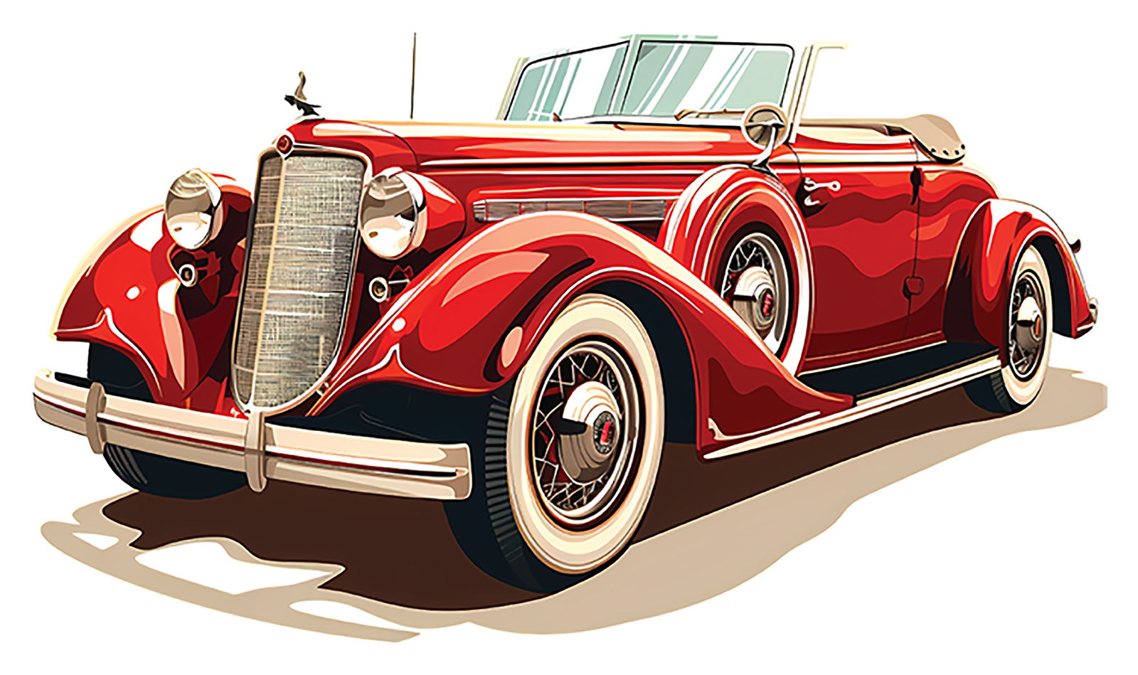 Red Vintage Classic Car Sticker Premium Vinyl Sticker