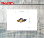 Cartoon Car with Flames Sticker Premium Vinyl Sticker