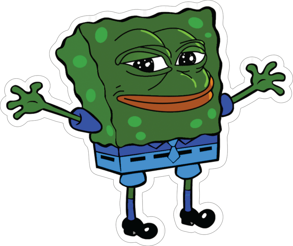 Sad Spongebob Pepe Meme Sticker Premium Vinyl Sticker