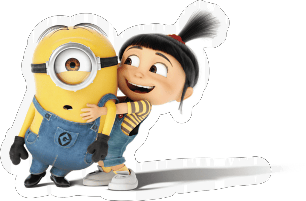 Agnes and Minion Hug Sticker Premium Vinyl Sticker