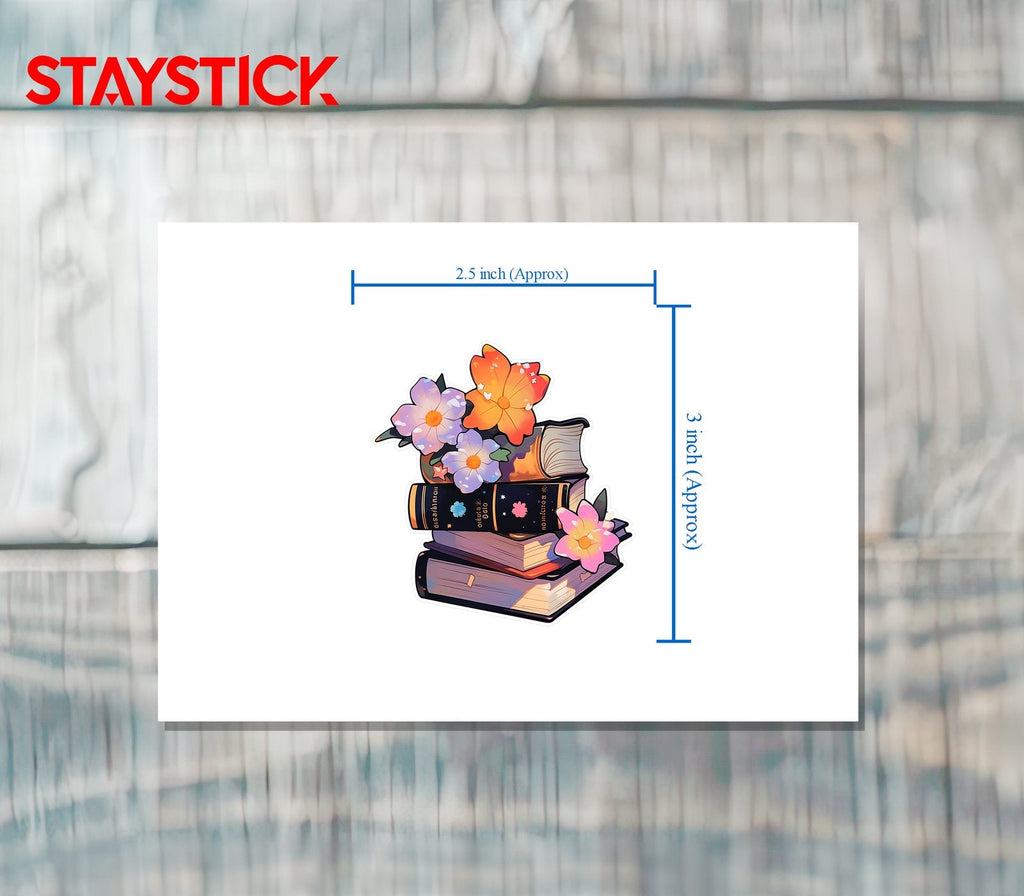 FLOWER & BOOK STICKER Premium Vinyl Sticker