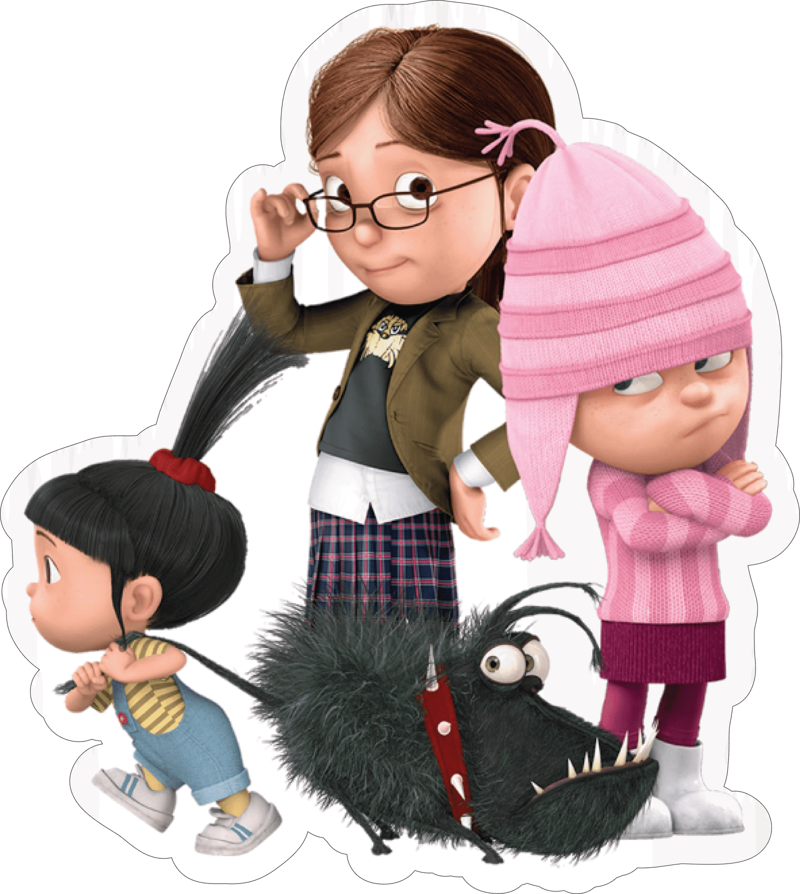 Despicable Me Girls & Gru Dog Sticker Premium Vinyl Sticker