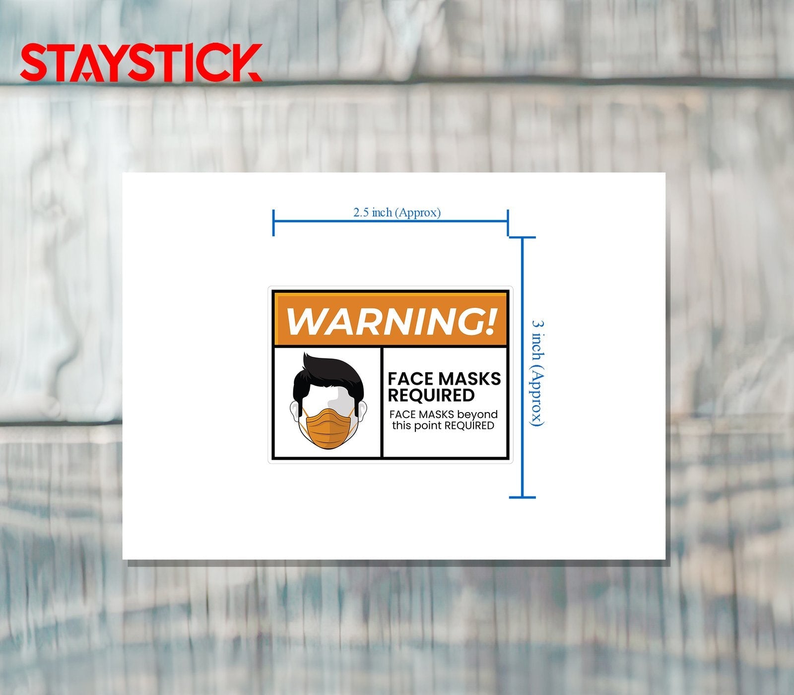 WARNING FACE MASK STICKER Premium Vinyl Sticker