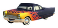 Cartoon Car with Flames Sticker Premium Vinyl Sticker