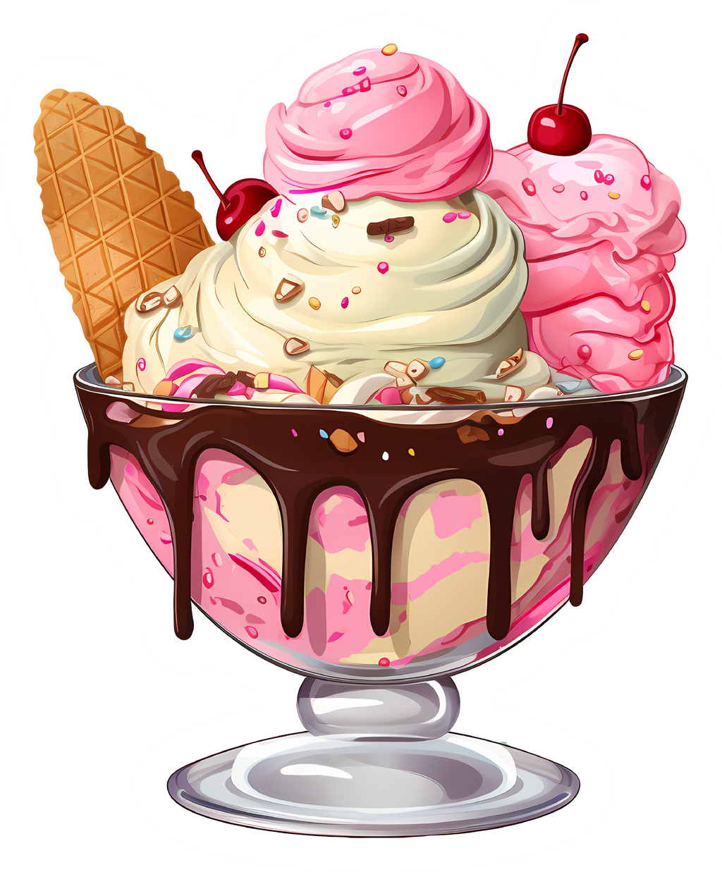 Cartoon Ice Cream Sundae Sticker Premium Vinyl Sticker