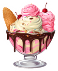 Cartoon Ice Cream Sundae Sticker Premium Vinyl Sticker