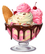 Cartoon Ice Cream Sundae Sticker Premium Vinyl Sticker