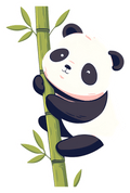 Cute Panda Climbing Bamboo Sticker Premium Vinyl Sticker