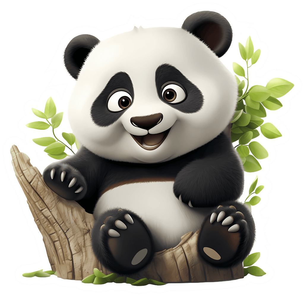 Cute Panda on Tree Branch Sticker Premium Vinyl Sticker