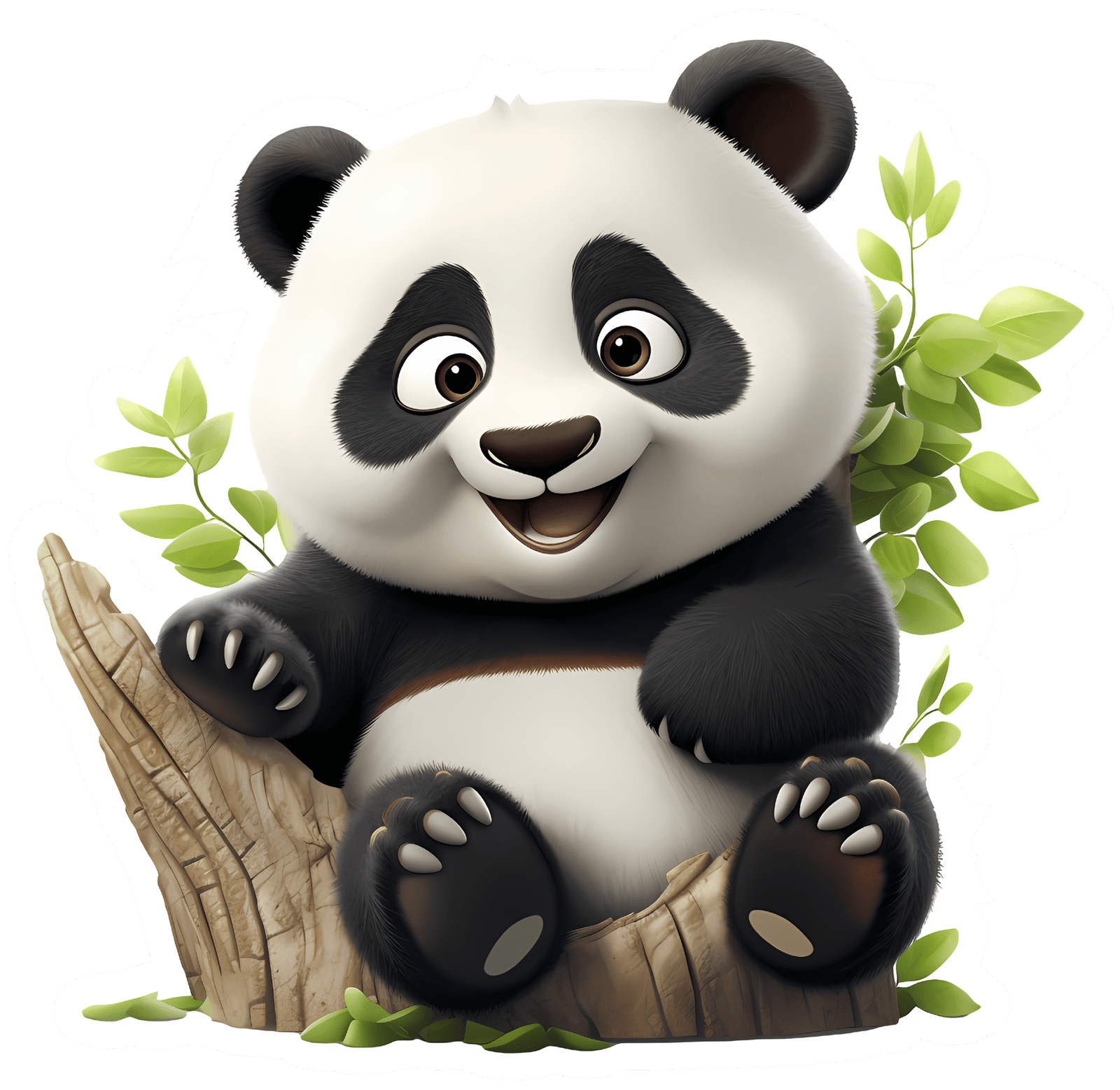 Cute Panda on Tree Branch Sticker Premium Vinyl Sticker