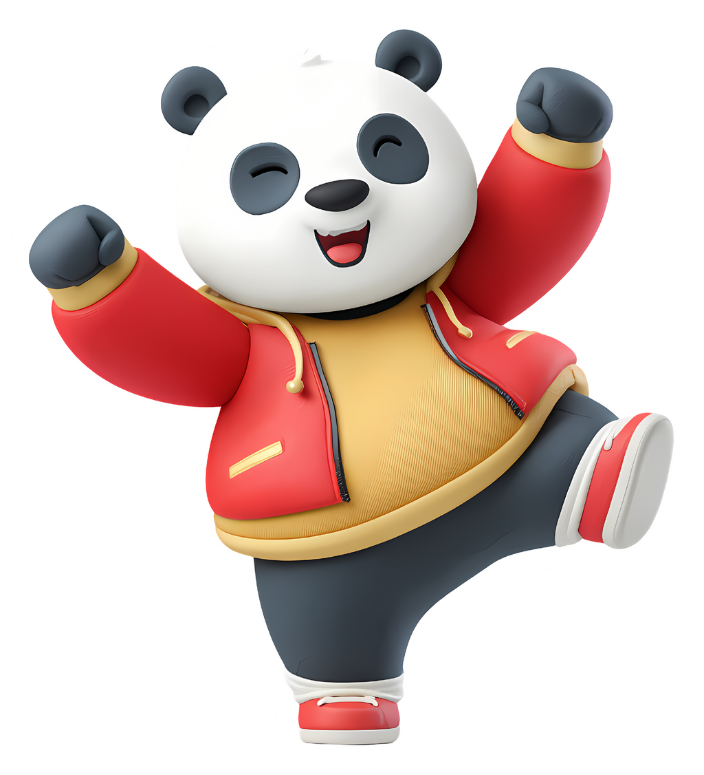 Happy Panda Bear with Red Jacket Sticker Premium Vinyl Sticker