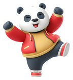 Happy Panda Bear with Red Jacket Sticker Premium Vinyl Sticker