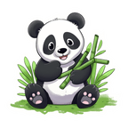 Cute Panda with Bamboo Sticker Premium Vinyl Sticker
