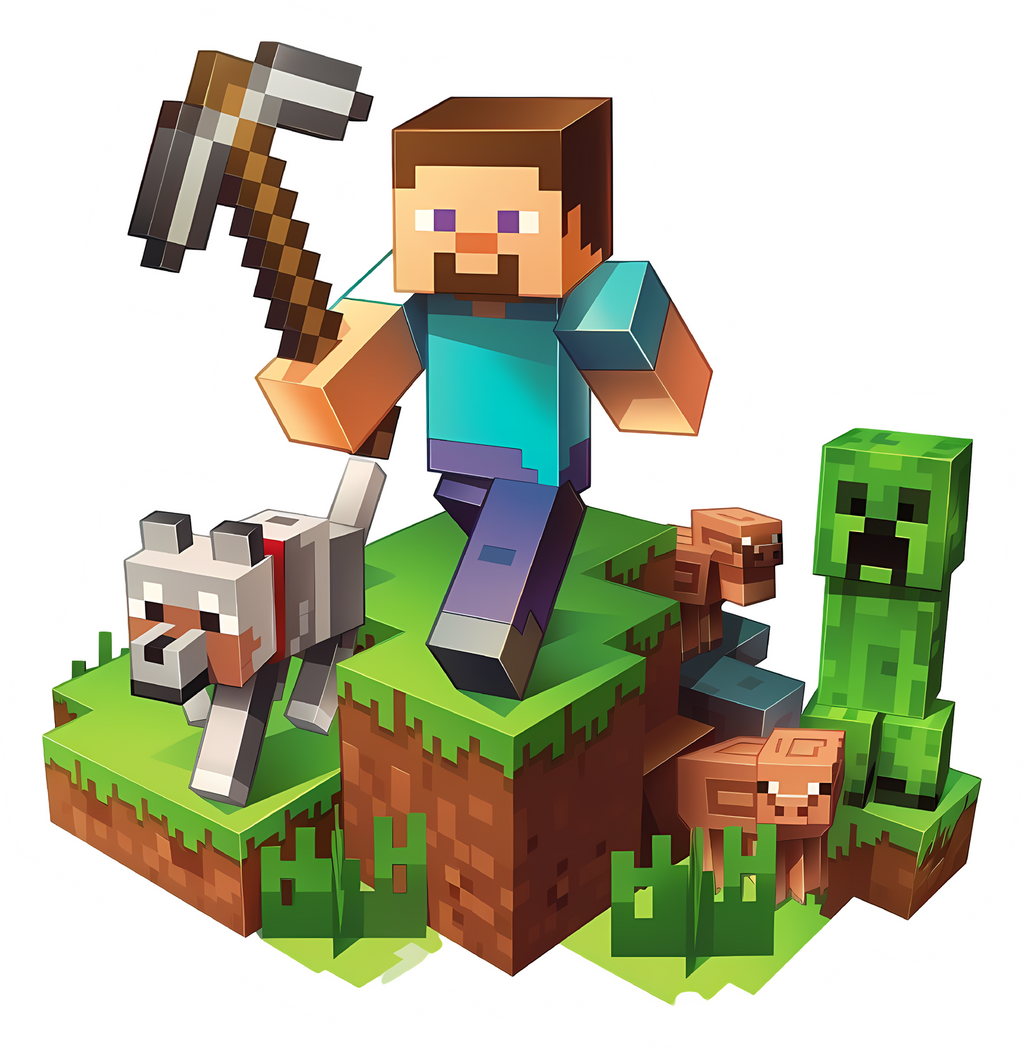 Minecraft Steve with Animals Sticker Premium Vinyl Sticker