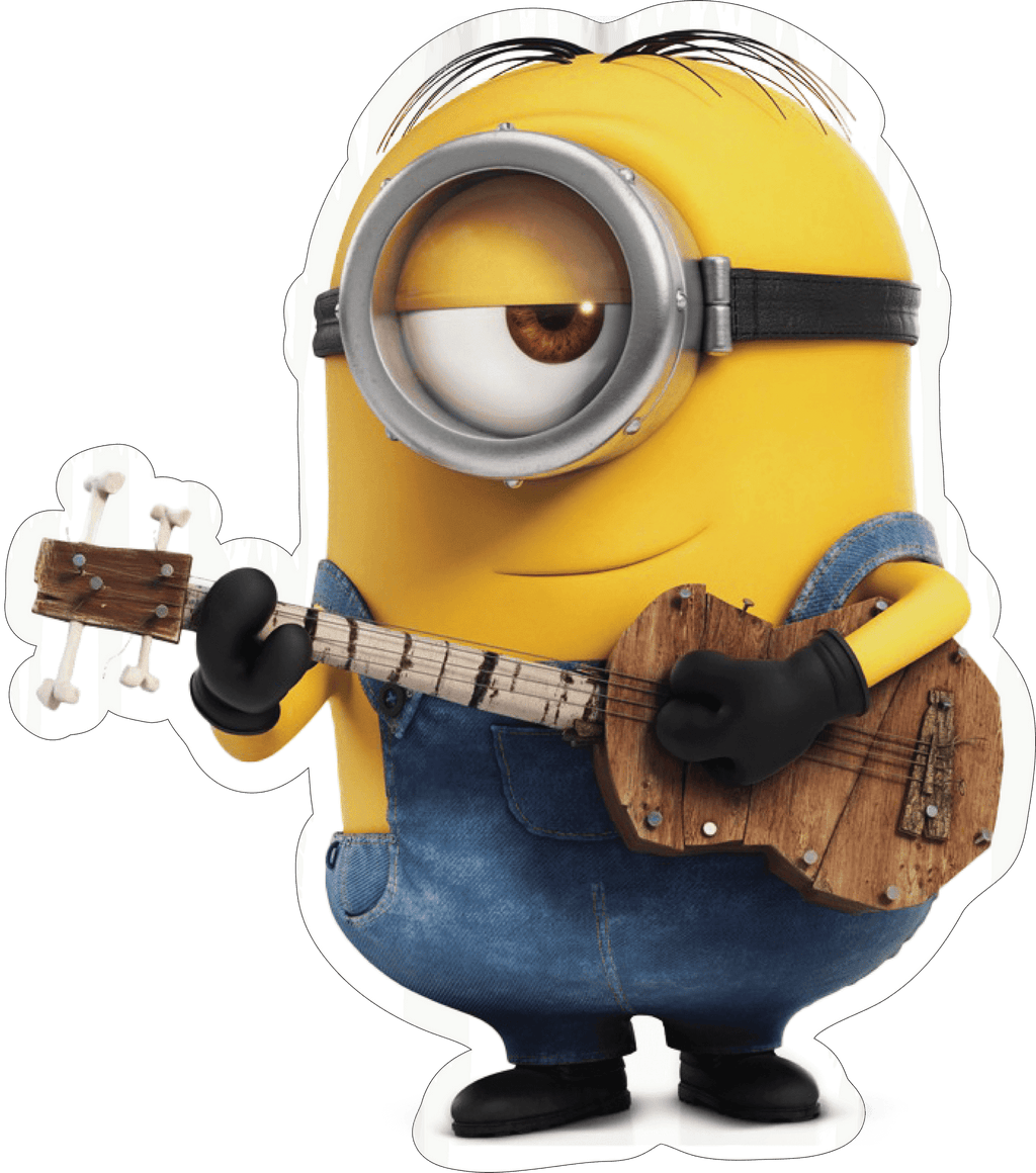 Minion with Guitar Sticker Premium Vinyl Sticker