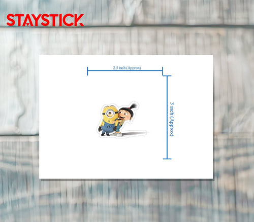 Agnes and Minion Hug Sticker Premium Vinyl Sticker