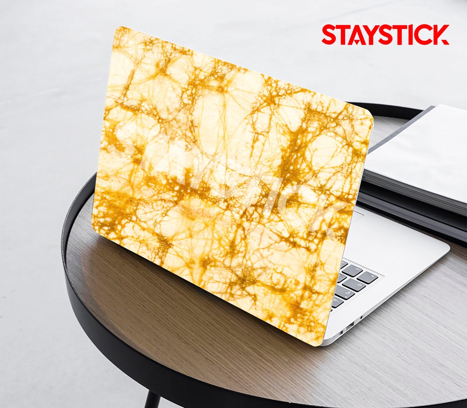 WHITE AND GOLDEN COLOR LAPTOP STICKER